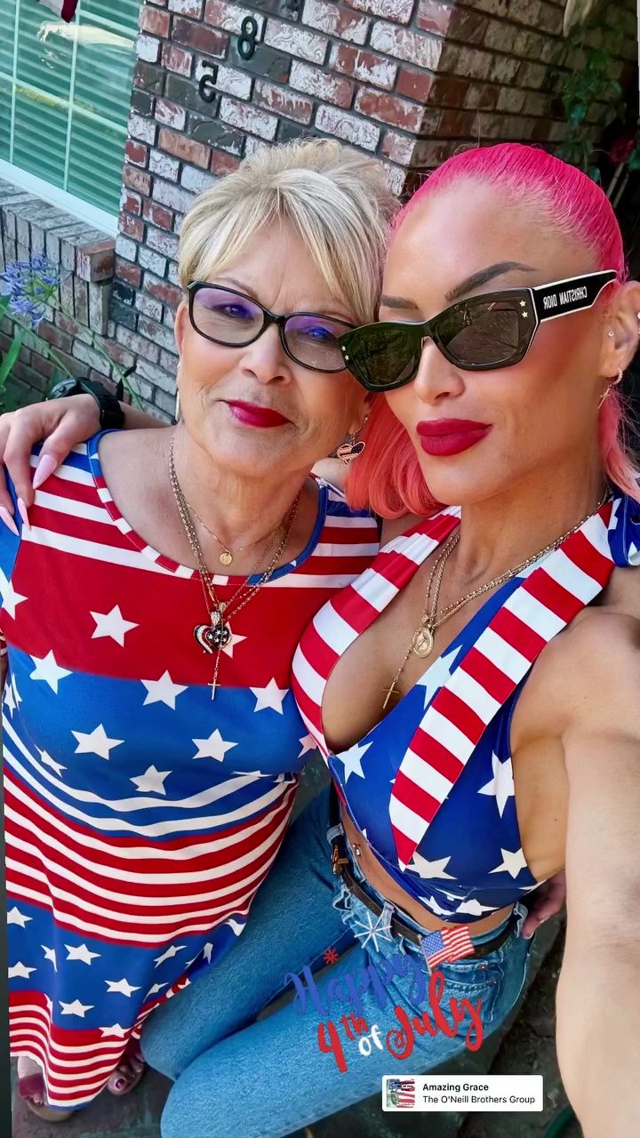 Natalie Eva Marie celebrating Independence Day with her mother, Josie Nelson