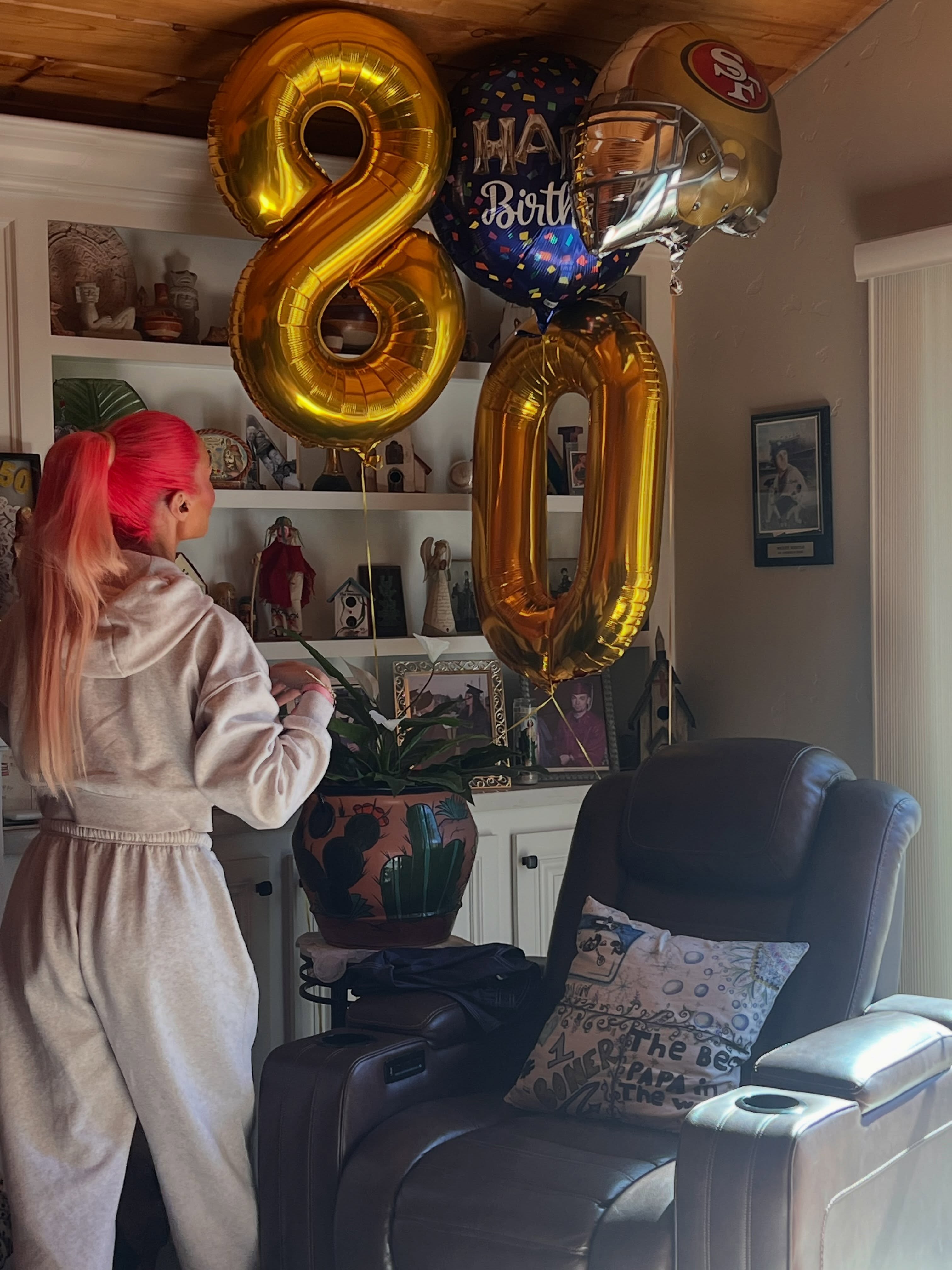 Natalie Eva Marie celebrating her father's 80th birthday