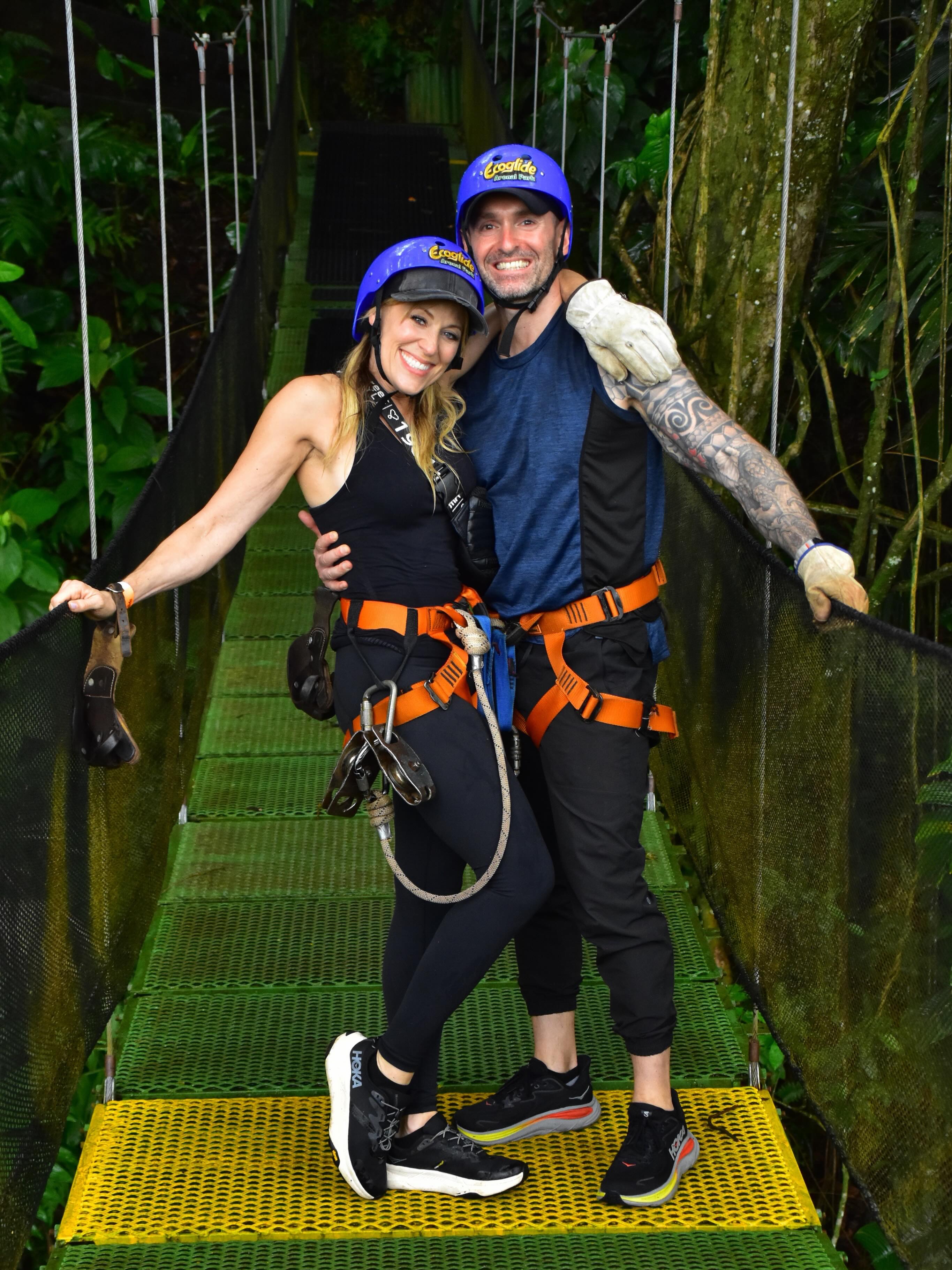 Lilian Garcia zip lining with her husband, Patrick Ellrich
