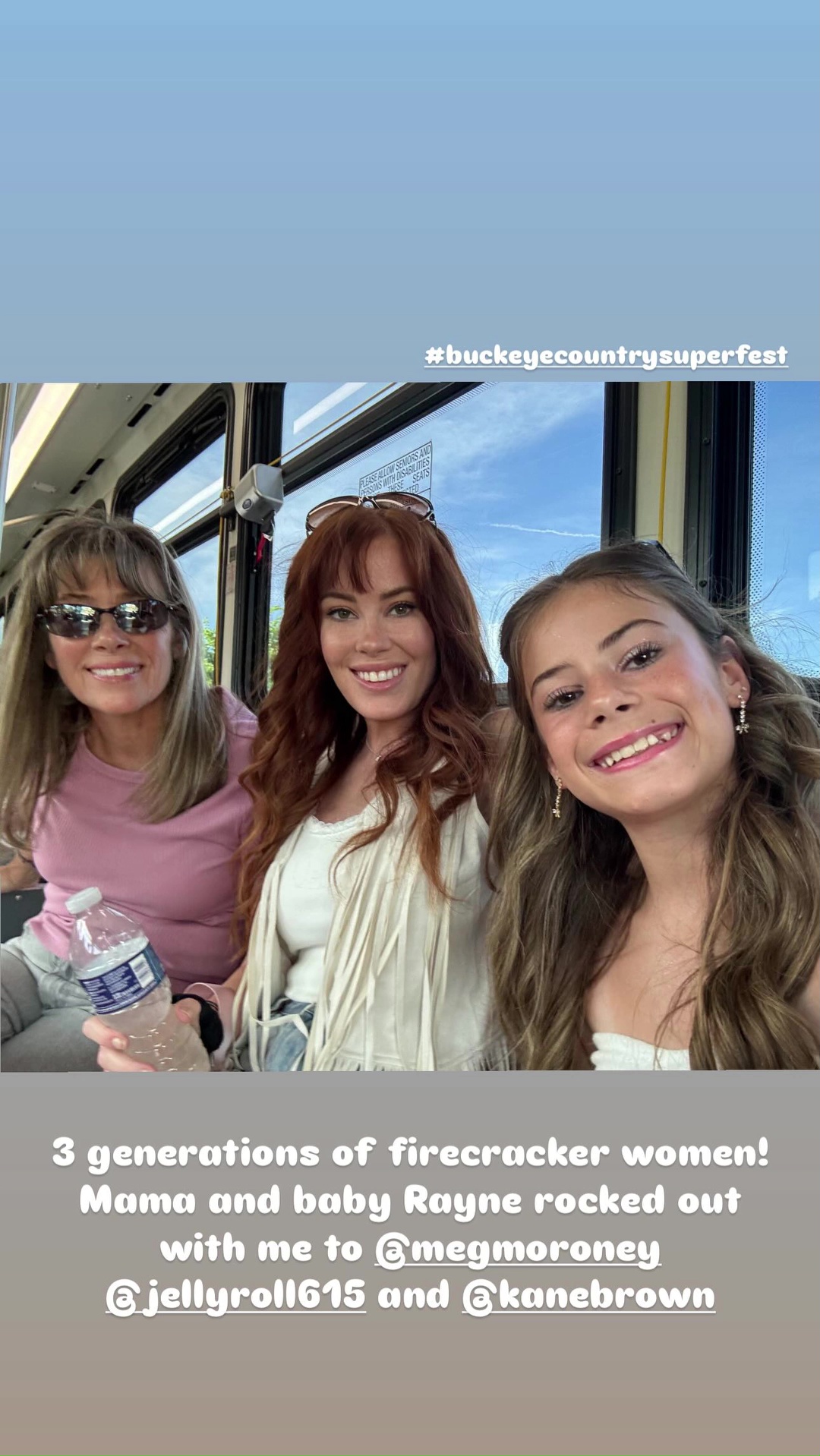 Madison Rayne with her mother and daughter at the 2025 Buckeye Country Superfest at Ohio Stadium in Columbus, Ohio on June 21, 2025