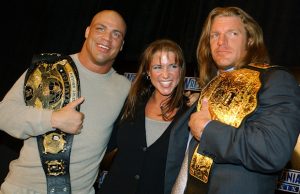 Kurt Angle, Stephanie McMahon and Triple H