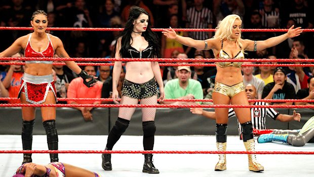 Paige, Sonya Deville and Mandy Rose
